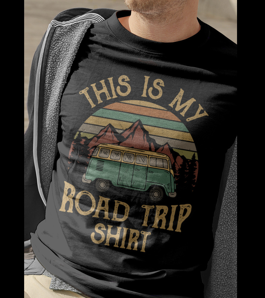 This Is My Road Trip Shirt Vintage Van Mountains Retro Sunset T-Shirt
