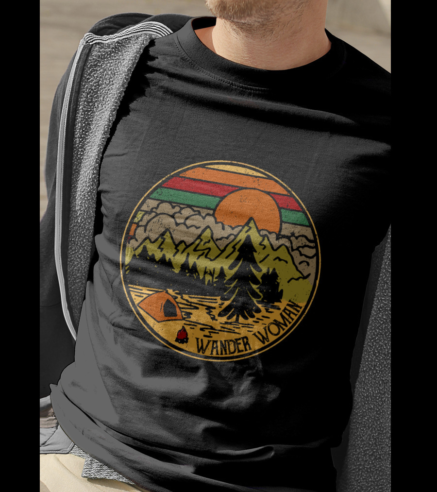Wander Woman Camping Adventure Sunset Mountains T-Shirt