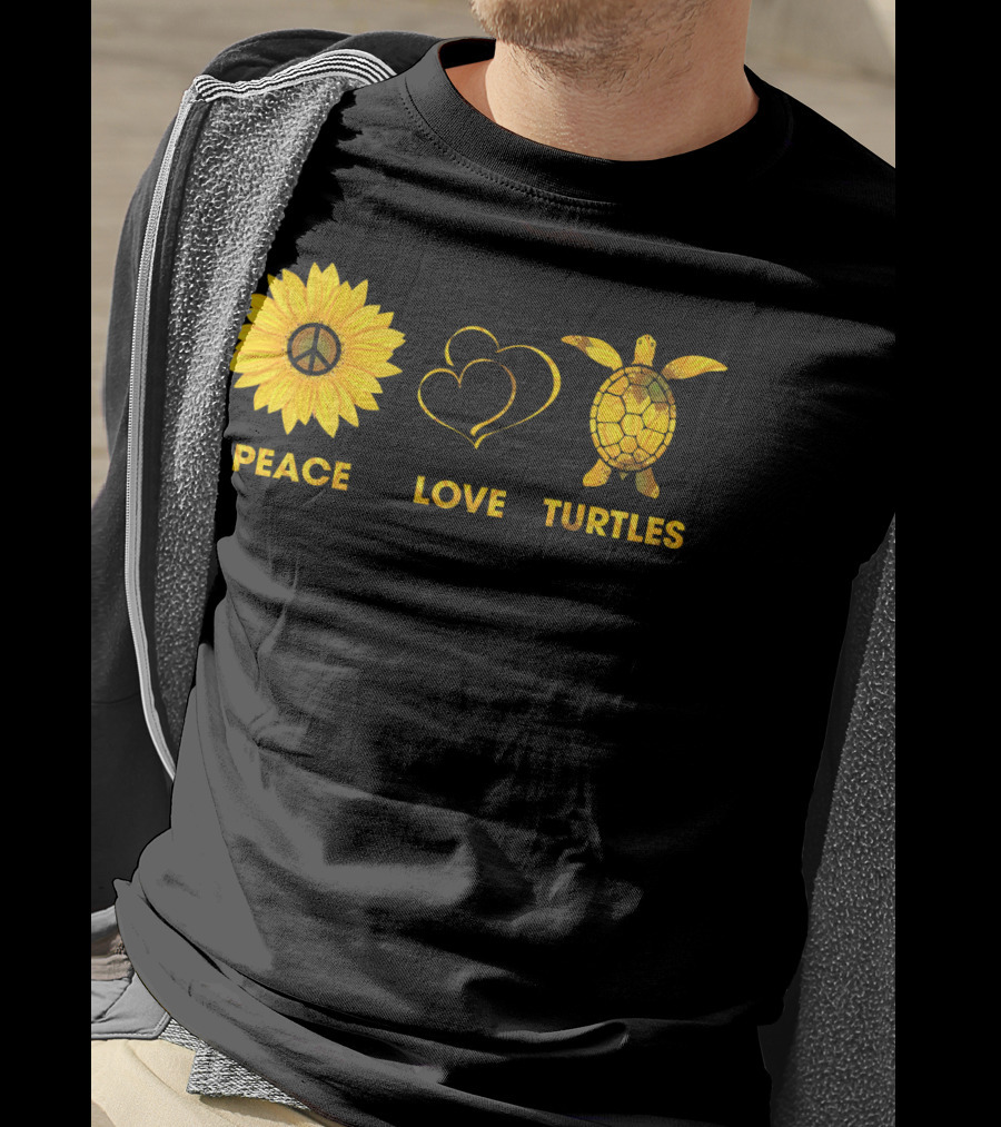 Peace Love Turtles Sunflower Heart Turtle T-Shirt