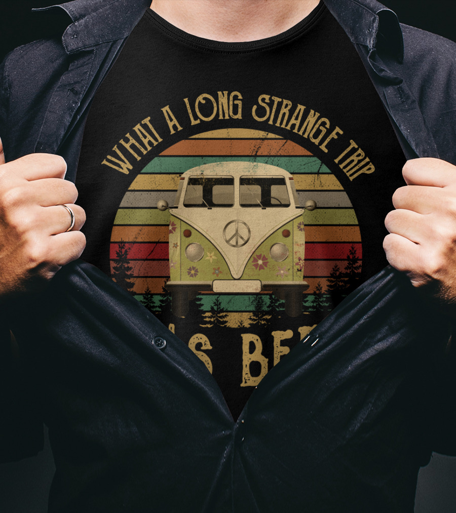 What A Long Strange Trip It's Been Peace Van Retro Sunset T-Shirt