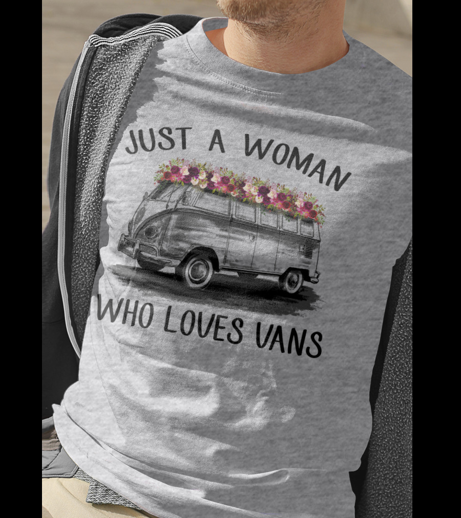Just A Woman Who Loves Vans Vintage Style With Floral Accents T-Shirt