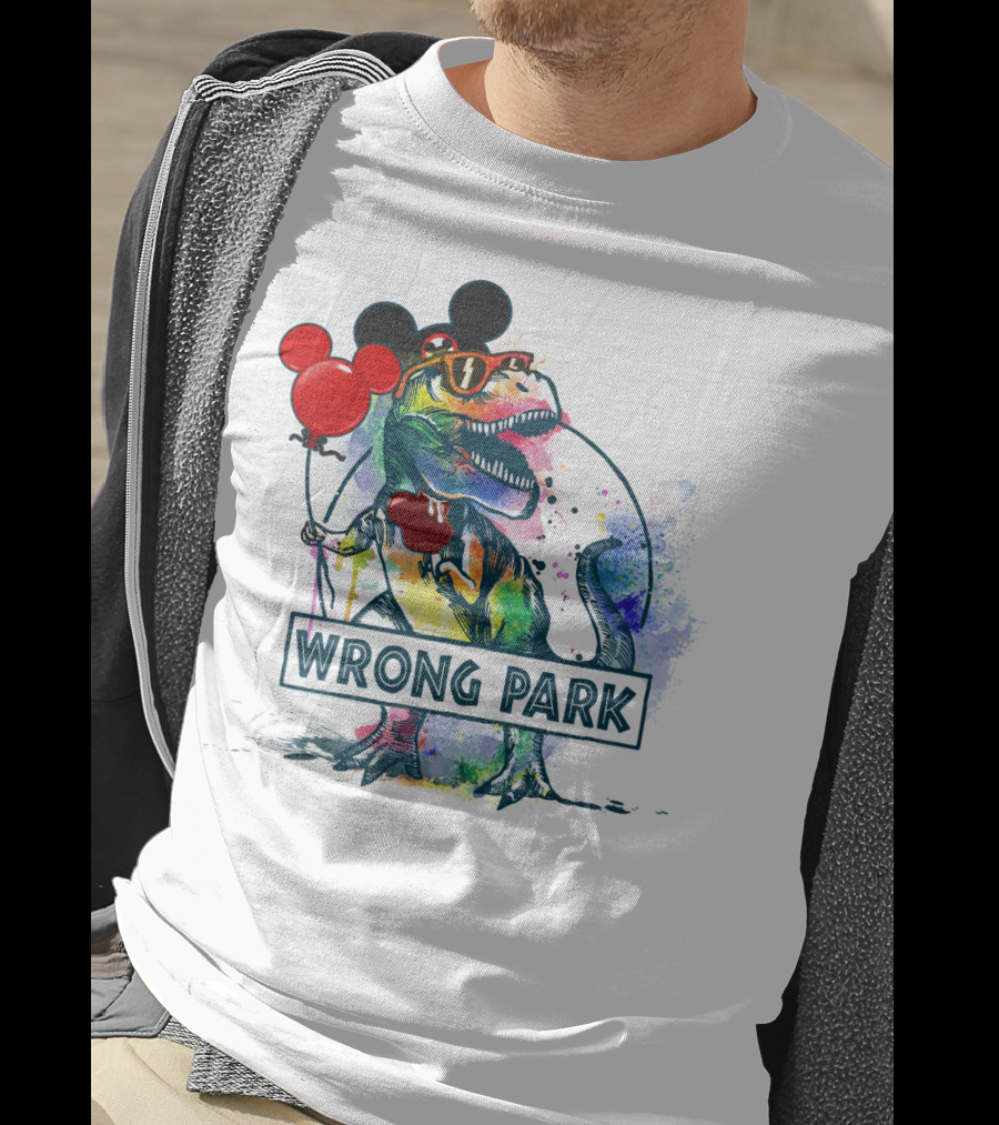 Wrong Park T Rex With Mickey Ears And Balloon T-Shirt
