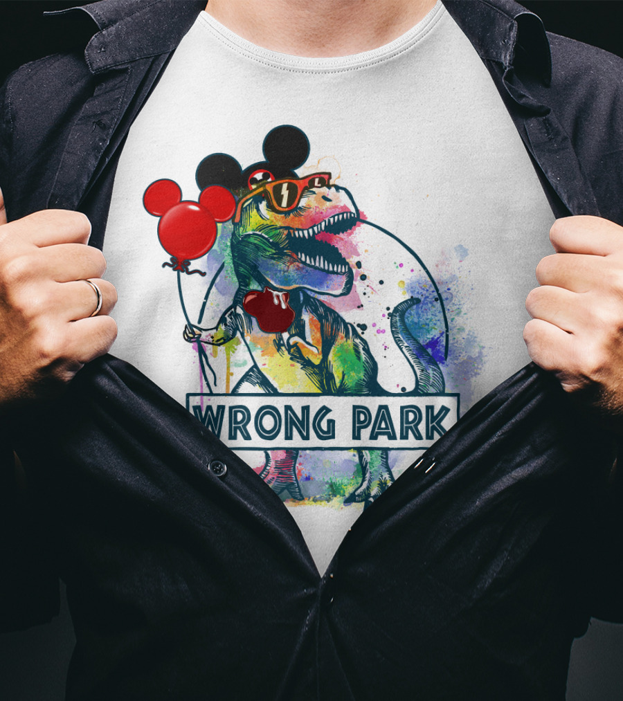 Wrong Park T Rex With Mickey Ears And Balloon T-Shirt