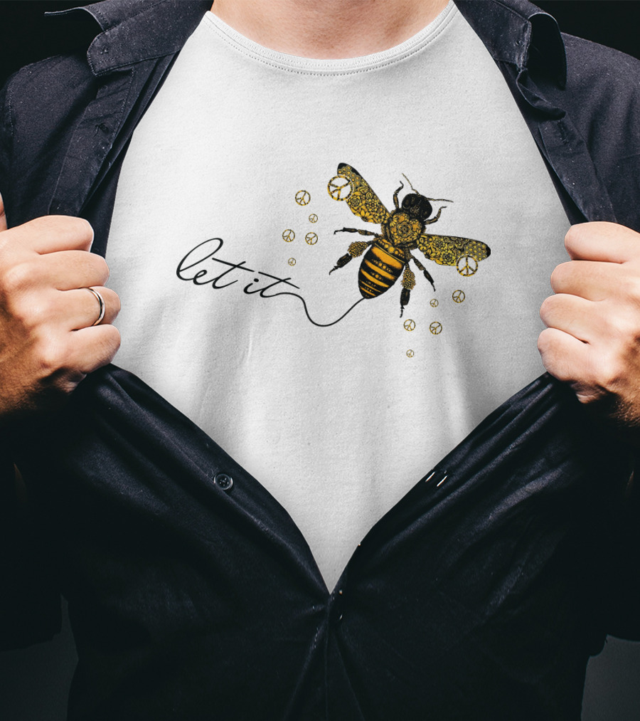 Let It Bee With Peace Signs And Honey Bee T-Shirt