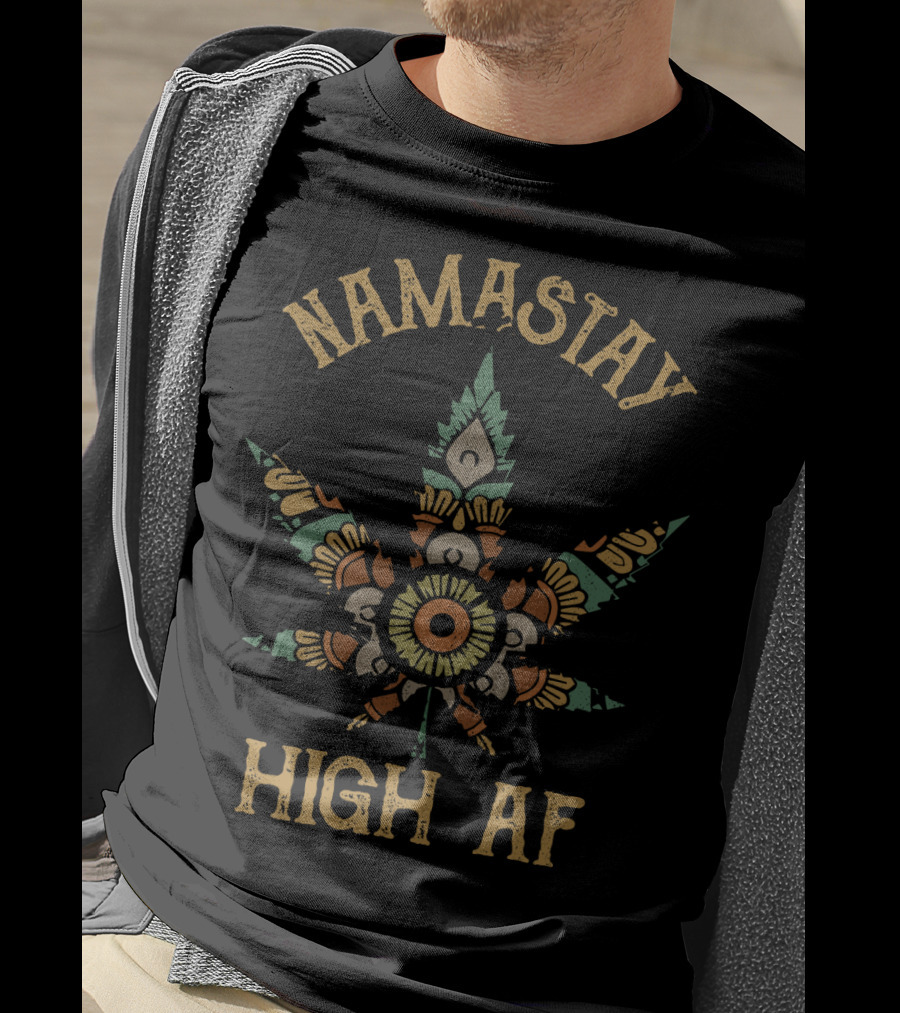 Namastay High AF Cannabis Mandala Leaf T-Shirt