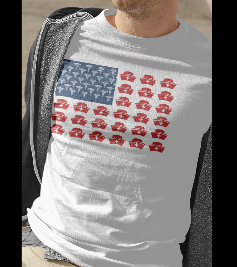 Caduceus Nurse Caps National Flag T-Shirt
