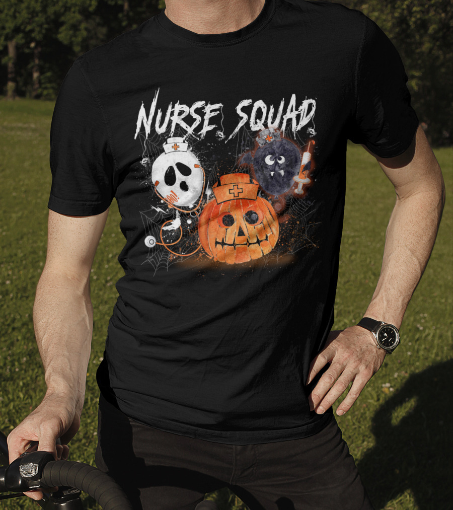 Nurse Squad Halloween Pumpkin Ghost Bat Vampire T-Shirt