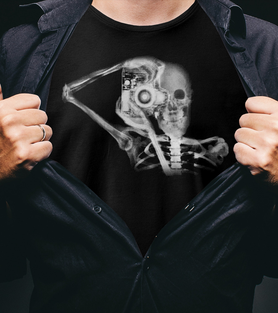Photography X Ray Skeleton Holding Camera T-Shirt