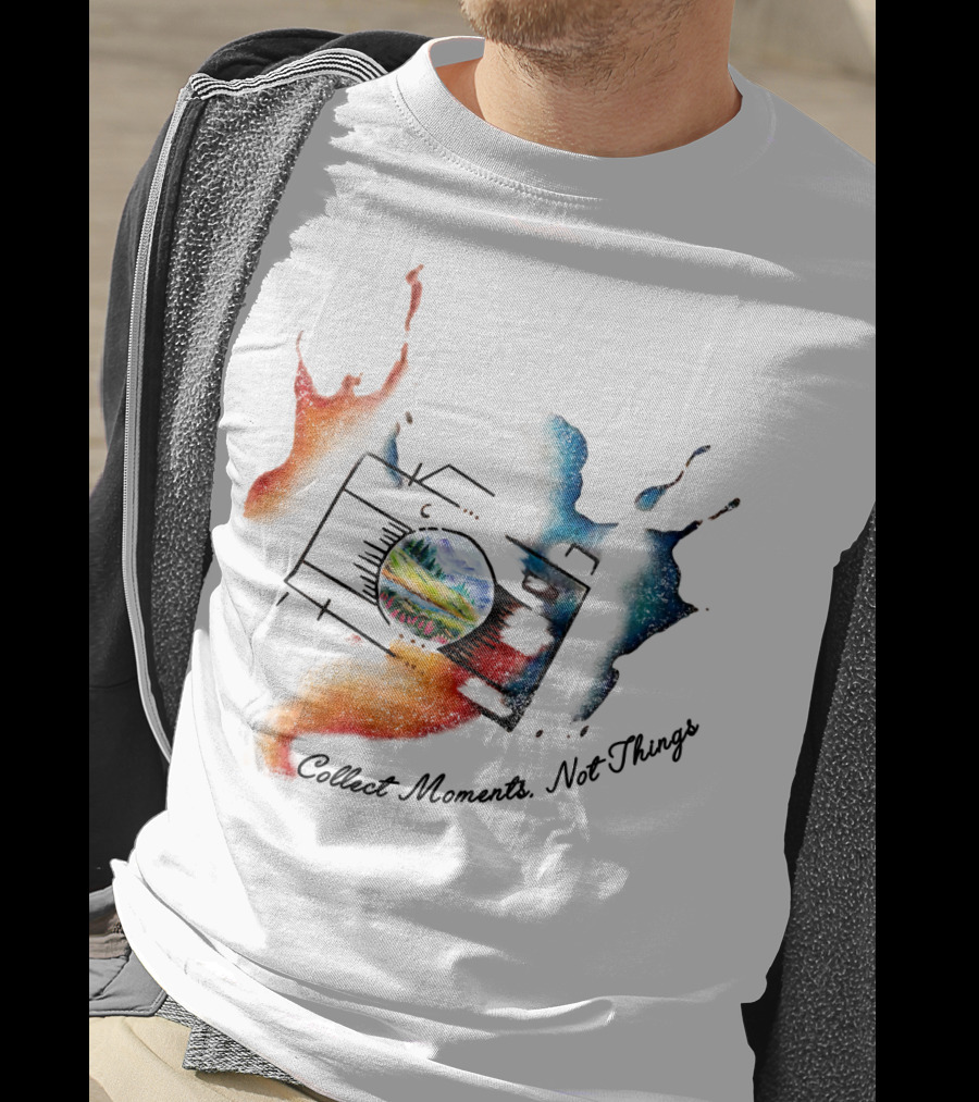 Collect Moments Not Things Camera Nature Landscape Watercolor Splash T-Shirt