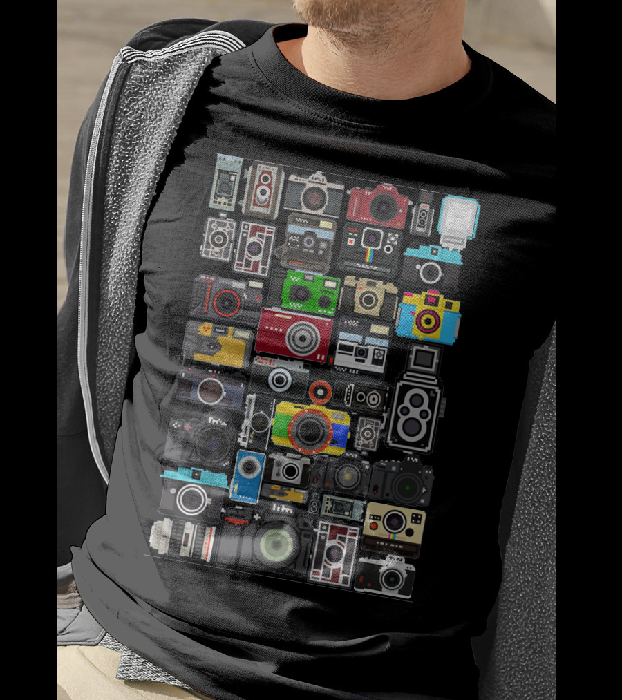 Photography Pixelated Cameras Collage T-Shirt