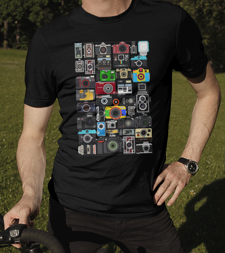 Photography Pixelated Cameras Collage T-Shirt