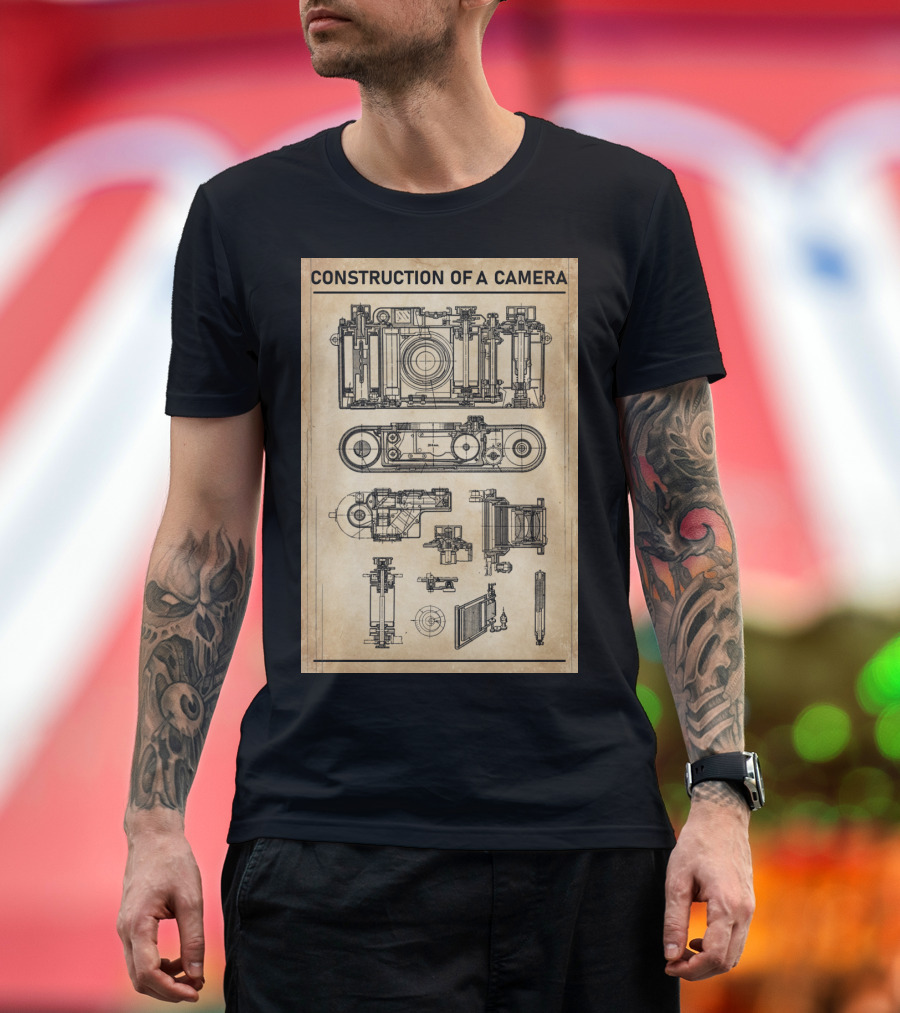 Construction Of A Camera Blueprint Diagram T-Shirt