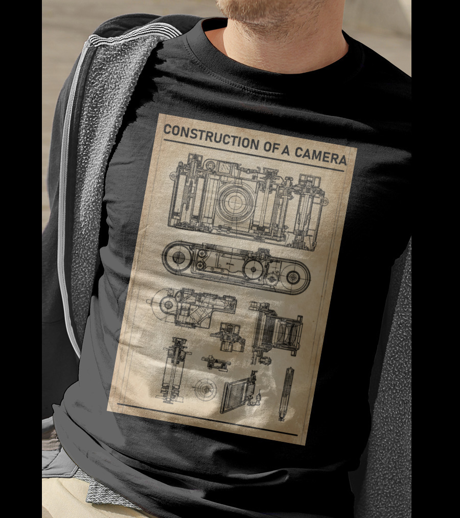 Construction Of A Camera Blueprint Diagram T-Shirt