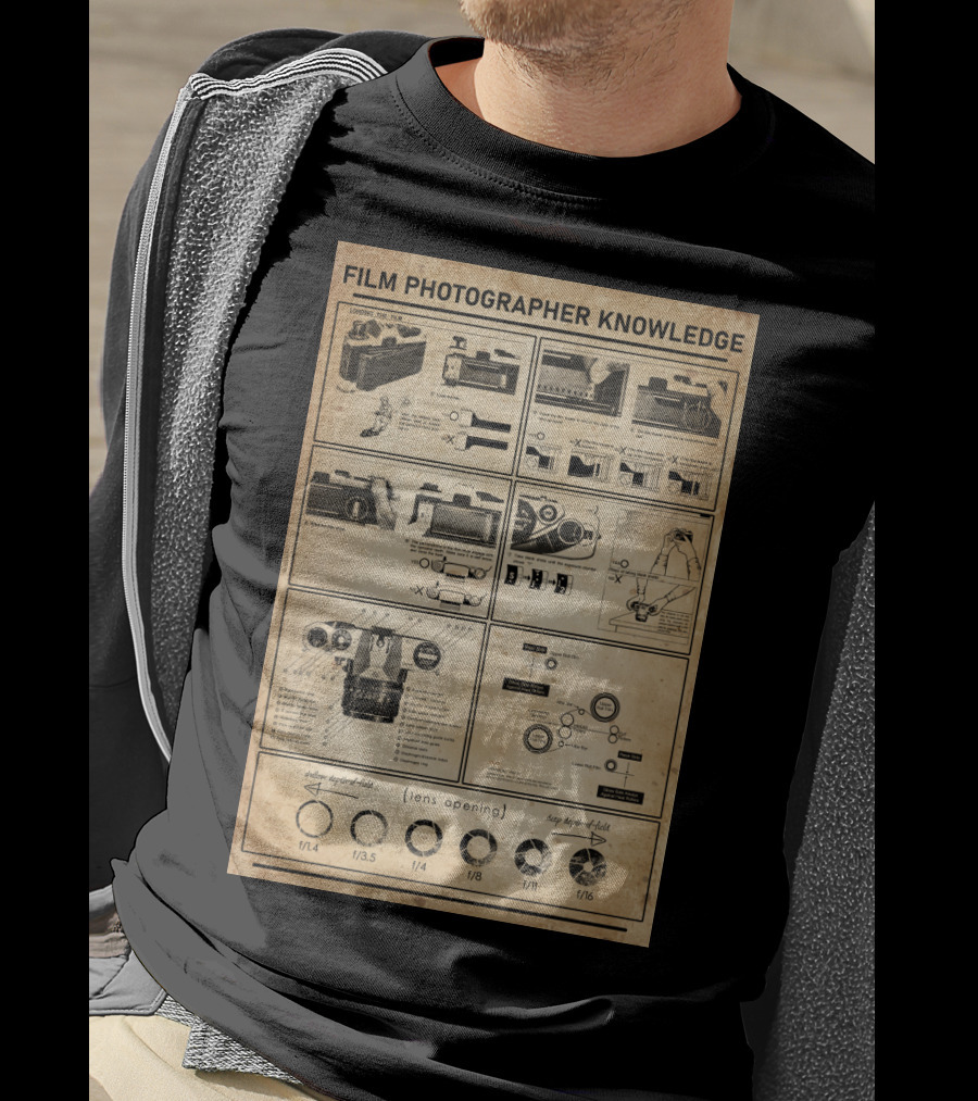 Film Photographer Knowledge Vintage Camera Instructions Lens Aperture Guide T-Shirt