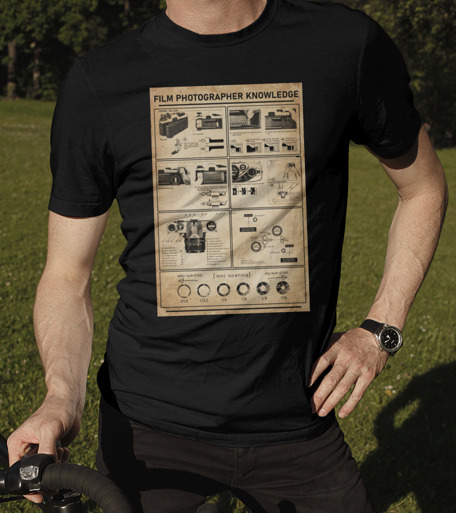 Film Photographer Knowledge Vintage Camera Instructions Lens Aperture Guide T-Shirt