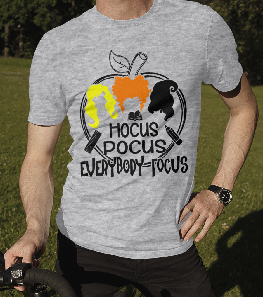 Hocus Pocus Everybody Focus Apple Hair Silhouettes Book Pencil Ruler T-Shirt