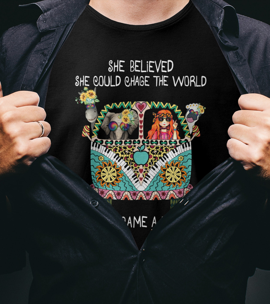 She Believed She Could Change The World So She Became A Teacher Psychedelic Van T-Shirt