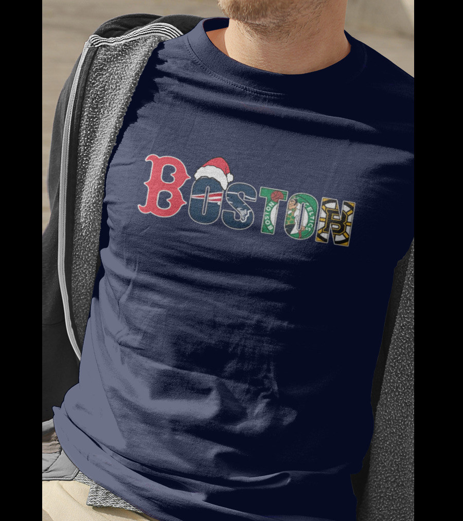 Boston Red Sox Patriots Celtics Bruins Christmas T-Shirt
