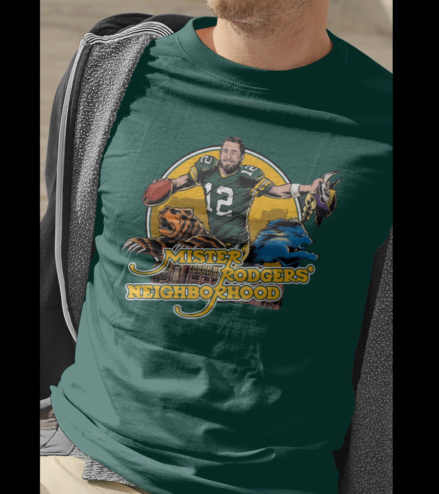 Mister Rodgers Neighborhood Go Pack Football Lions And Bears T-Shirt