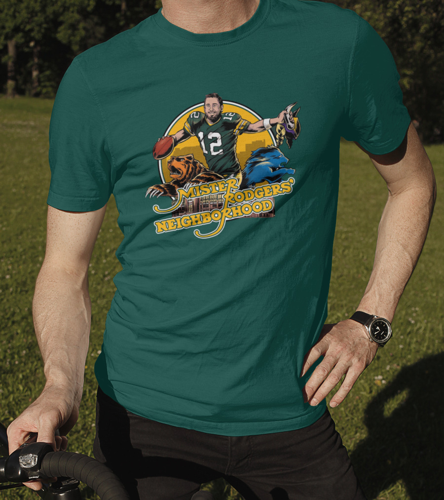 Mister Rodgers Neighborhood Go Pack Football Lions And Bears T-Shirt