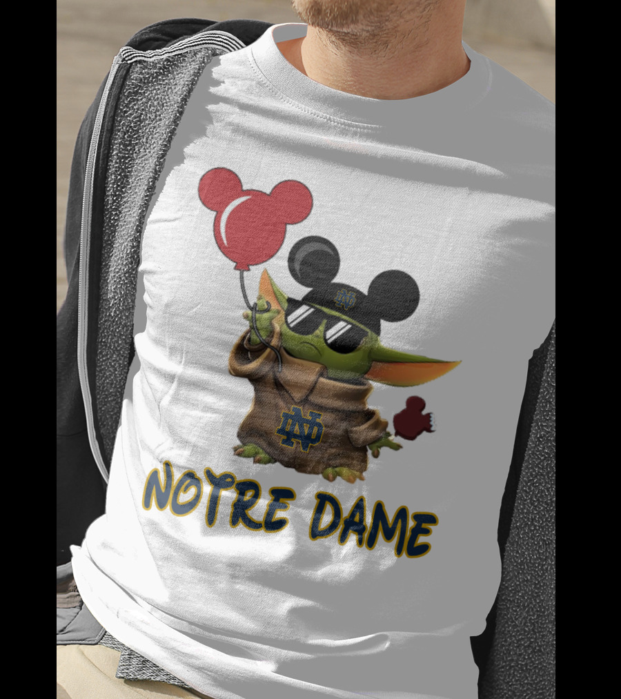 Notre Dame Baby Yoda Mickey Balloons T-Shirt