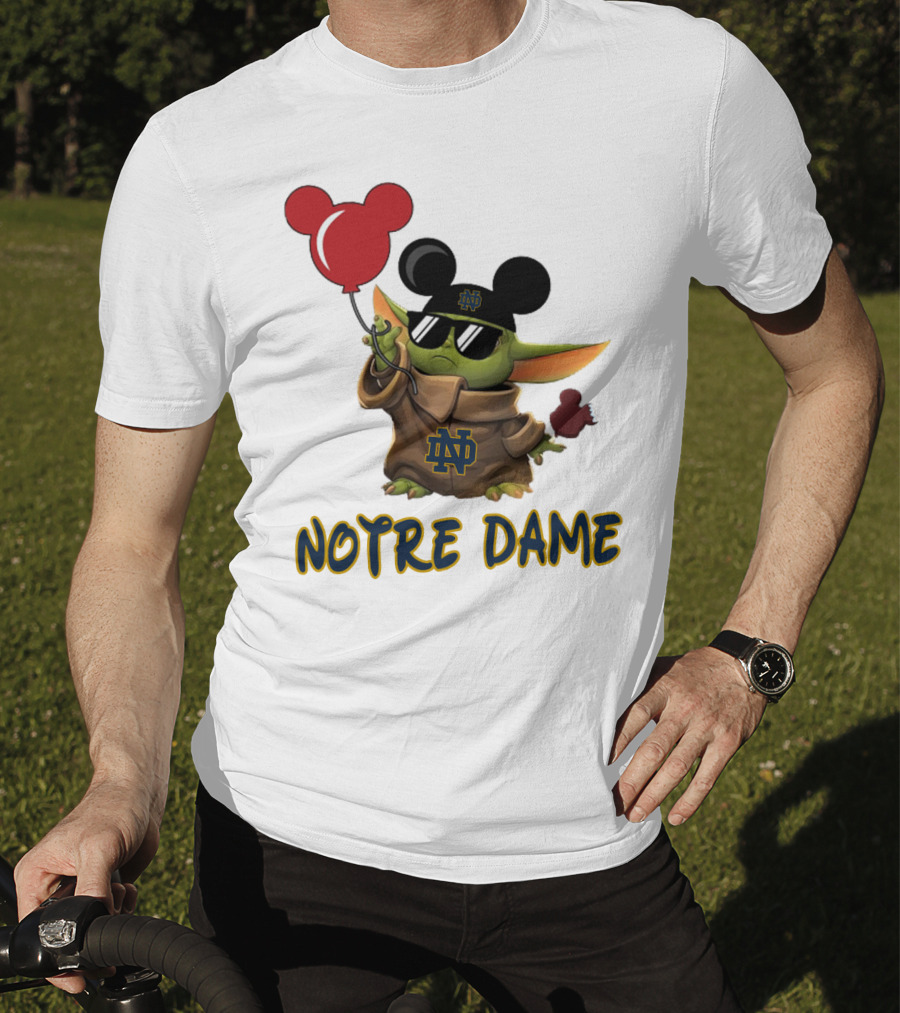 Notre Dame Baby Yoda Mickey Balloons T-Shirt