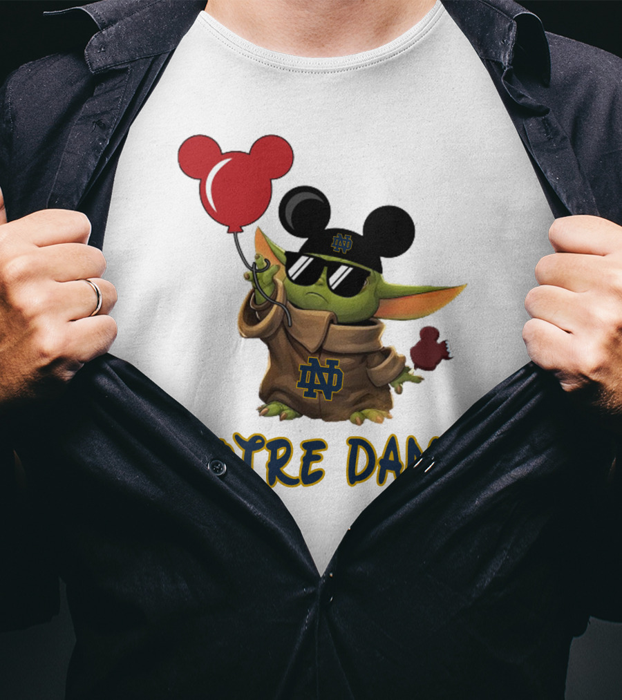 Notre Dame Baby Yoda Mickey Balloons T-Shirt