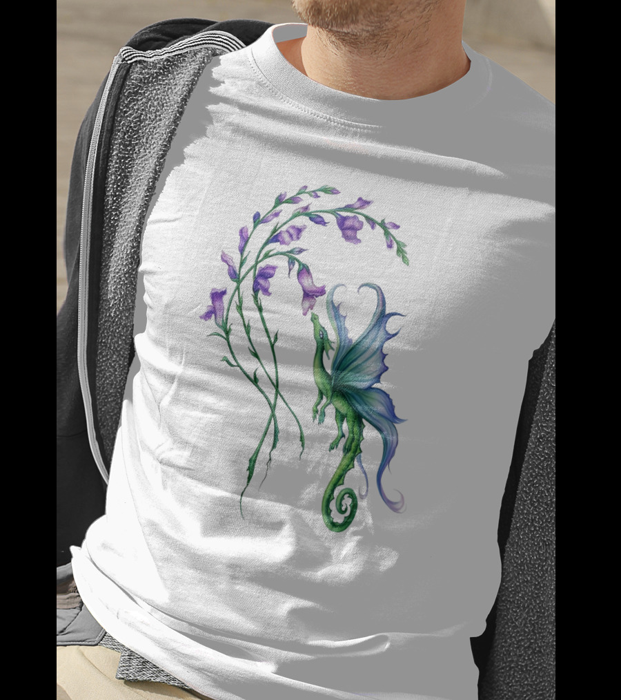 Flying Dragon And Purple Flowers T-Shirt