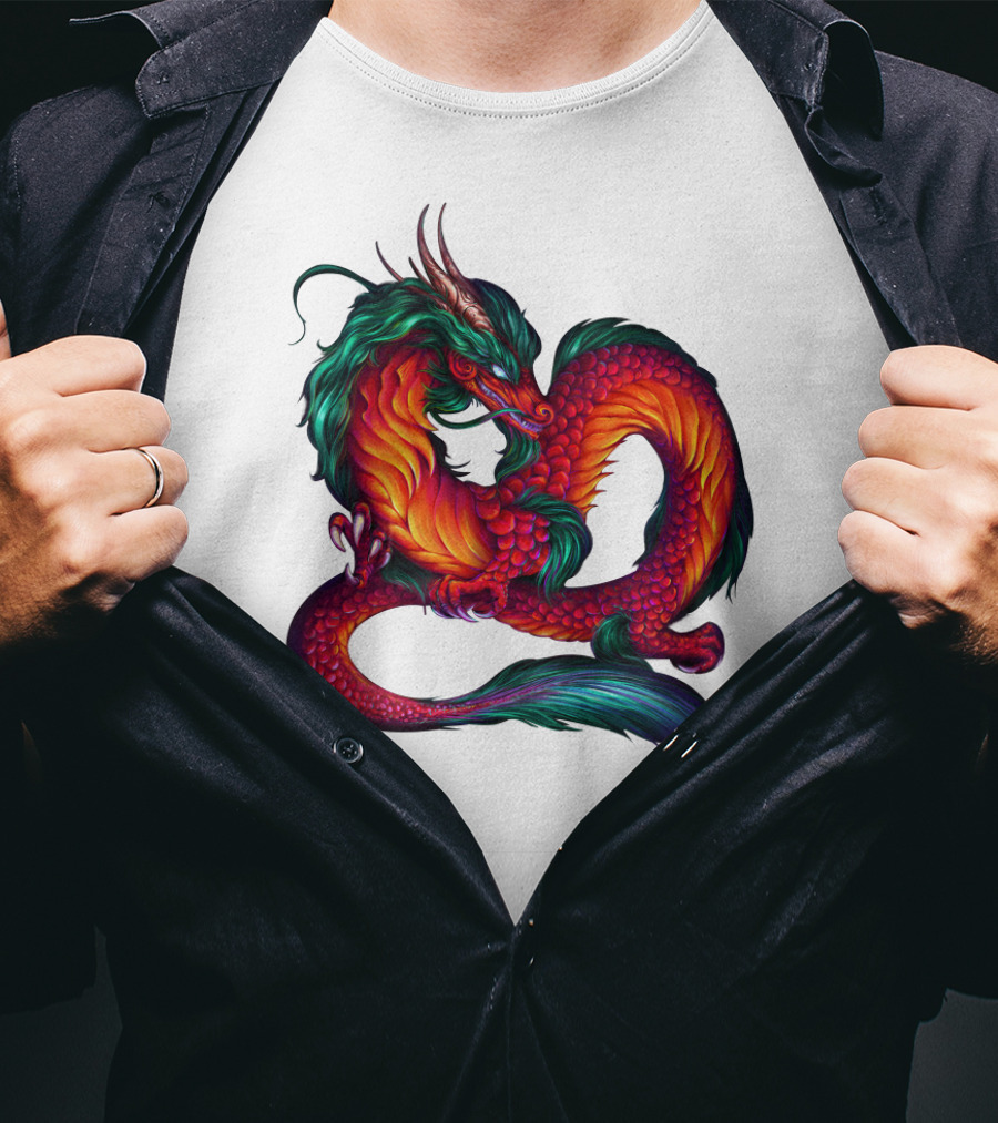 DRAGON ART AAA Kaleidoscope Colors Coiled Majesty T-Shirt