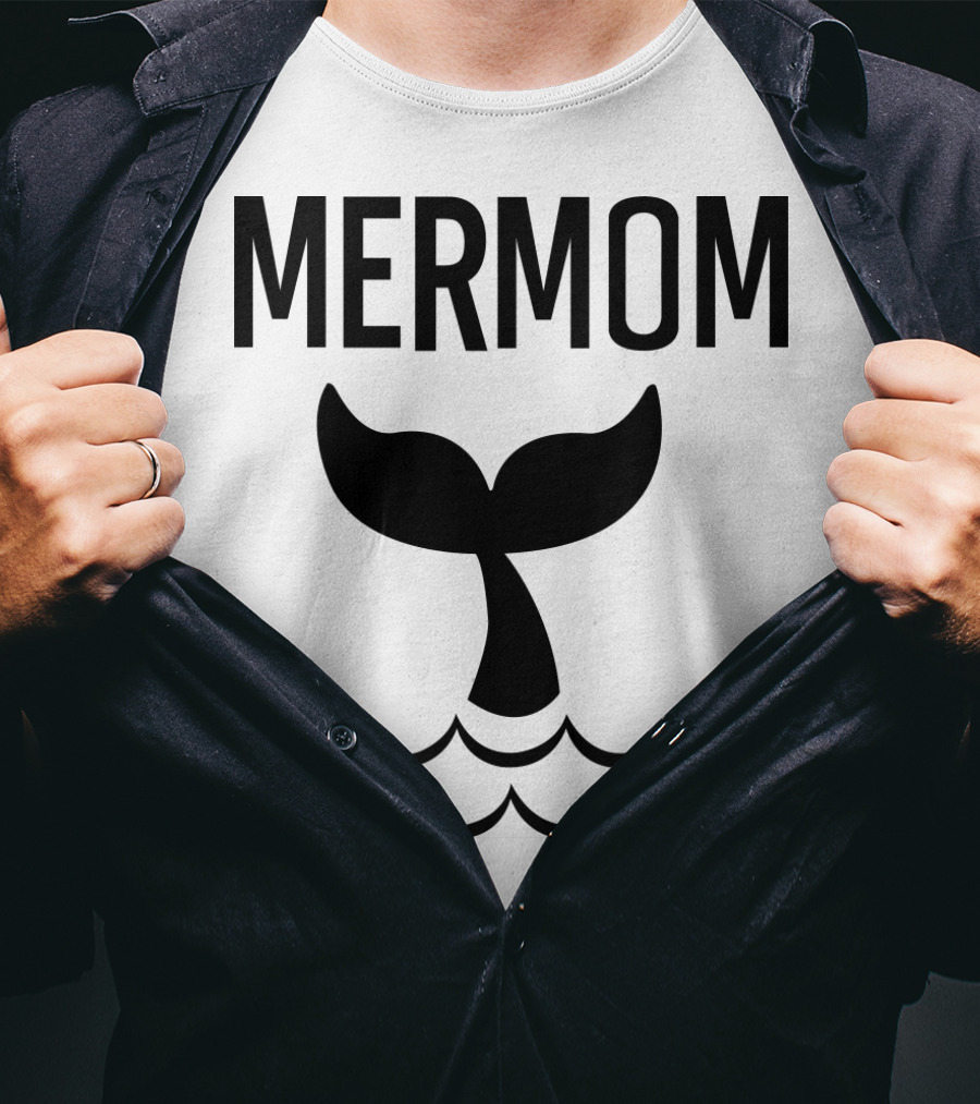 Mermom Whale Tail Ocean Waves T-Shirt
