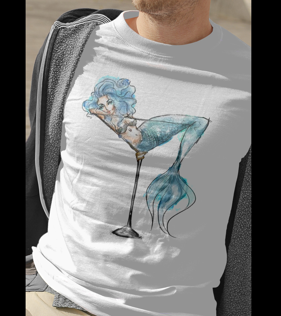 Mermaid Relaxing IN Cocktail Glass T-Shirt