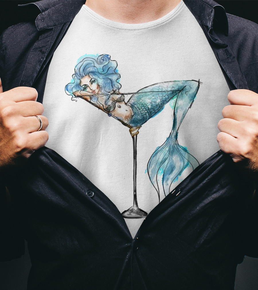 Mermaid Relaxing IN Cocktail Glass T-Shirt