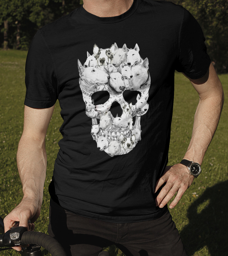 Bull Terrier Faces Forming A Skull T-Shirt