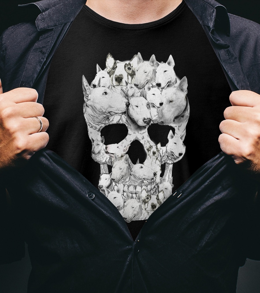 Bull Terrier Faces Forming A Skull T-Shirt