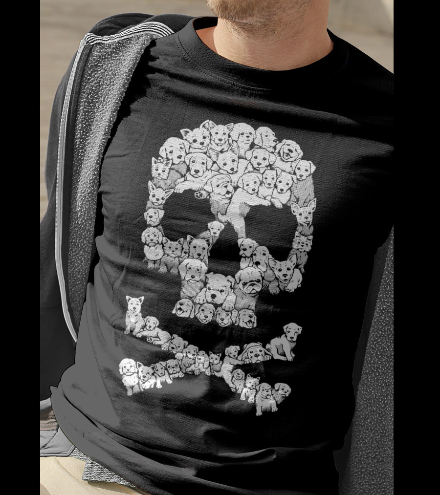Skull Made Of Playful Puppies And Dogs T-Shirt