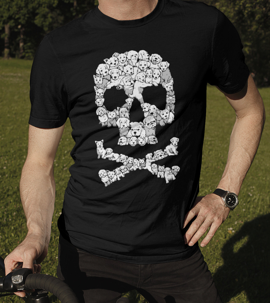 Skull Made Of Playful Puppies And Dogs T-Shirt