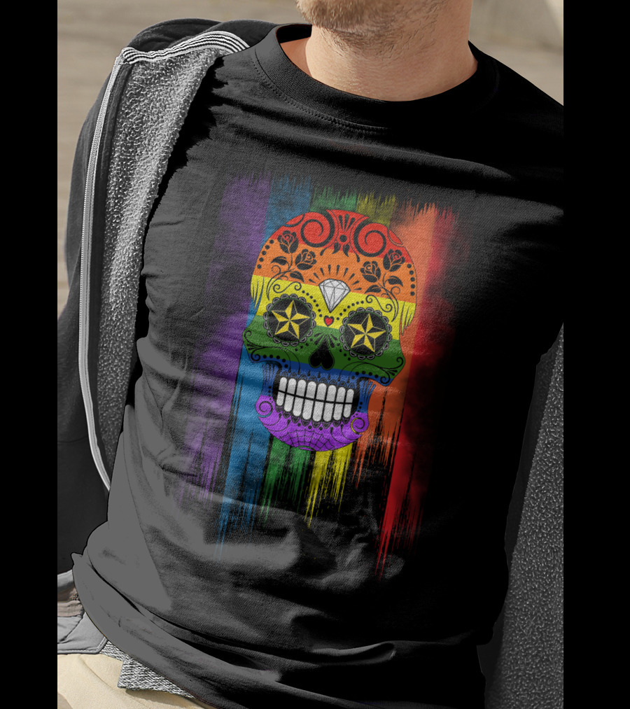 Skull Star Diamond Rainbow Sugar Skull T-Shirt
