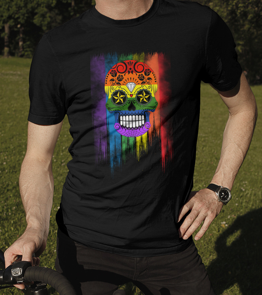 Skull Star Diamond Rainbow Sugar Skull T-Shirt
