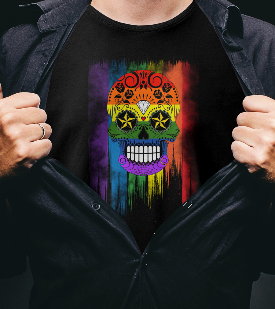 Skull Star Diamond Rainbow Sugar Skull T-Shirt