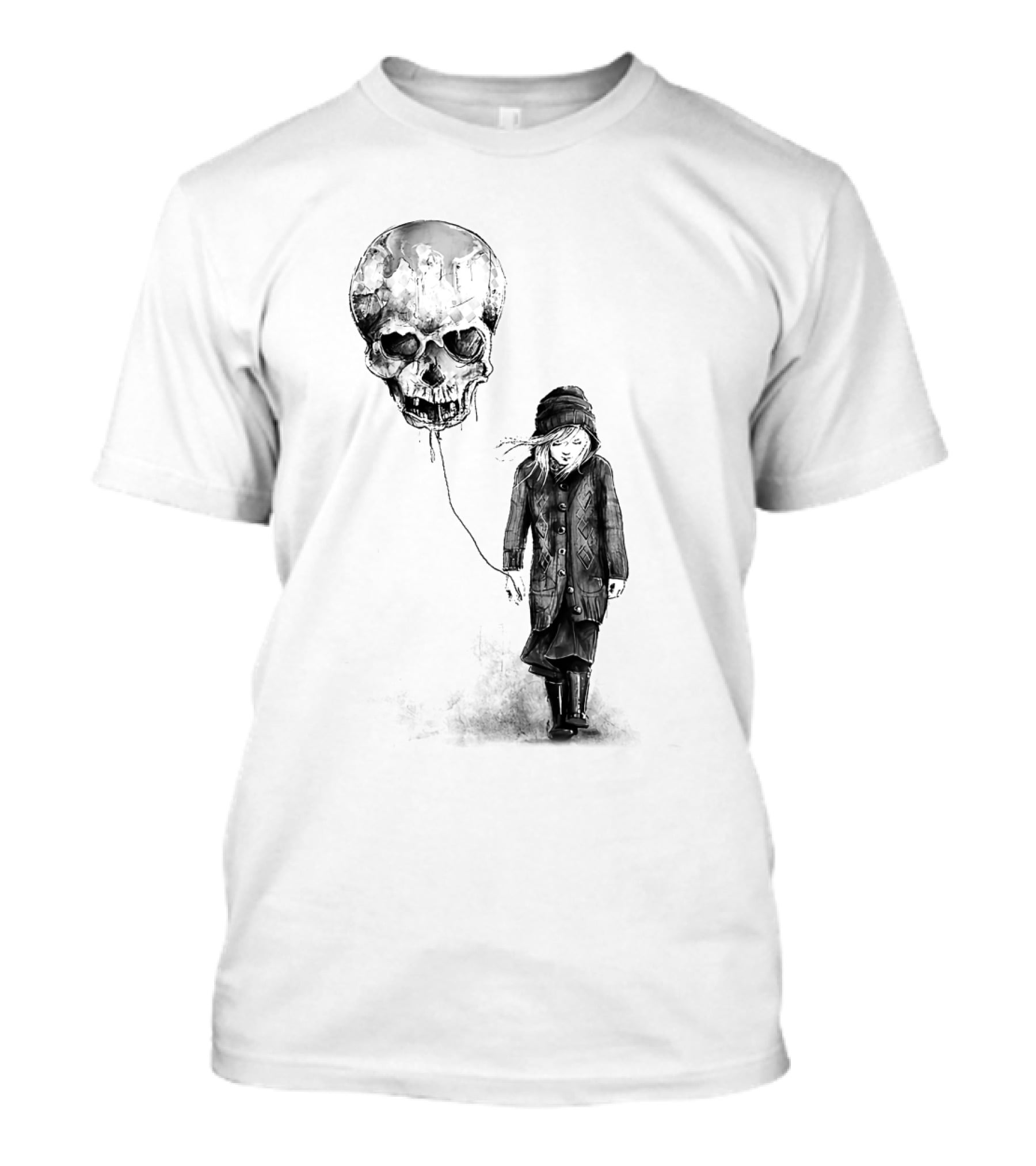 Skull Balloon Drifting With Somber Child T-Shirt