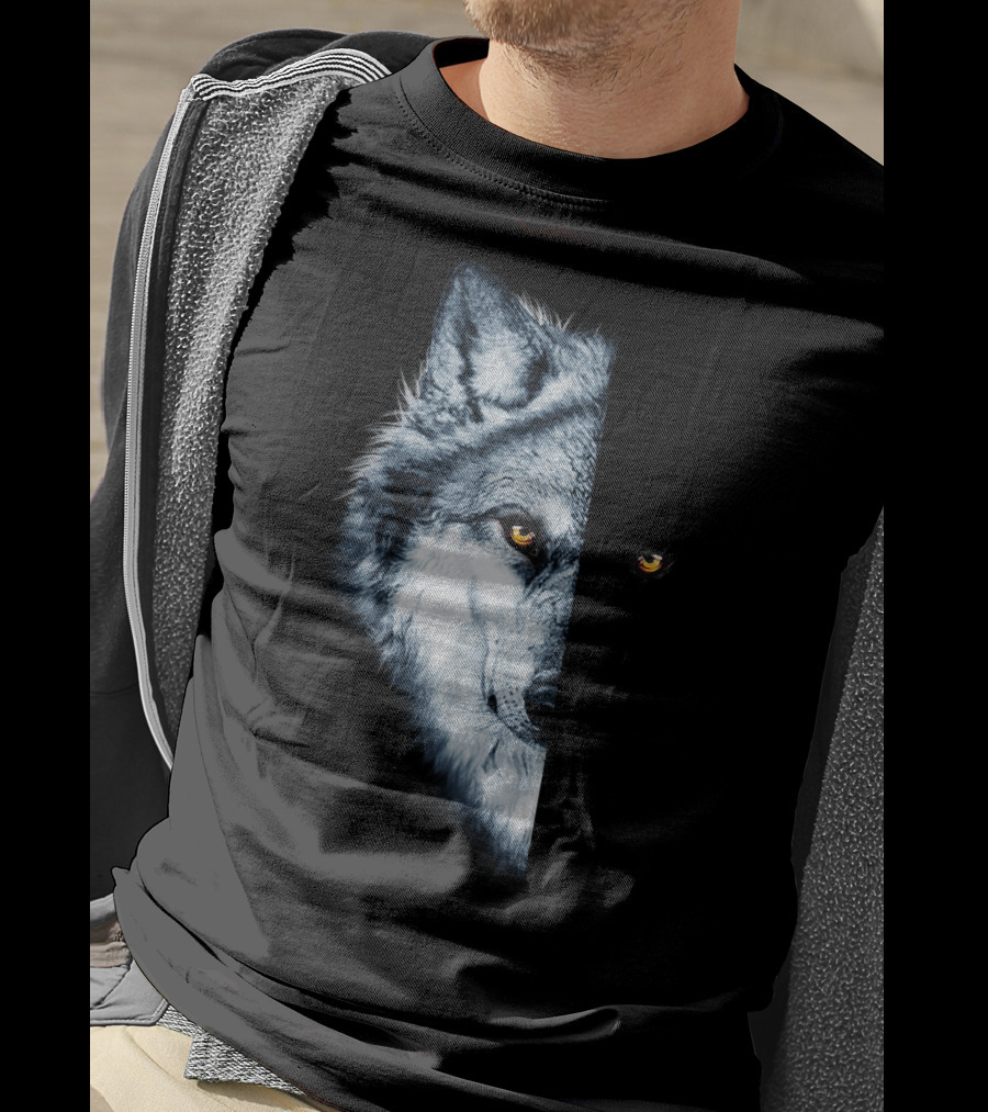 Wolf 2 Faces Half Hidden Dual Glare T-Shirt