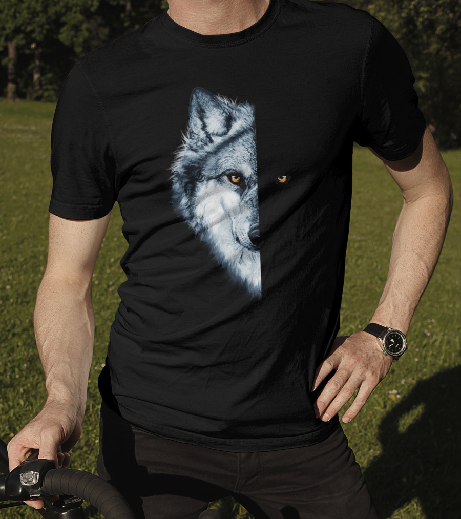 Wolf 2 Faces Half Hidden Dual Glare T-Shirt
