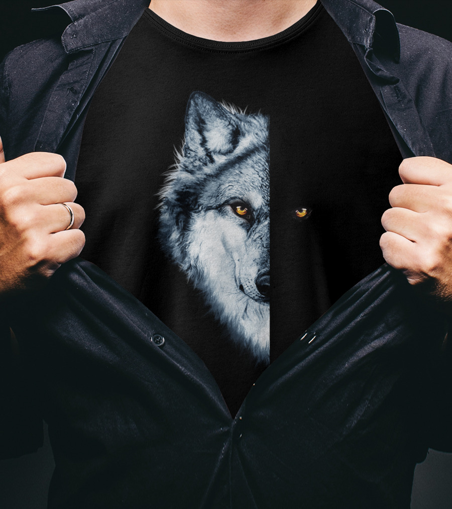 Wolf 2 Faces Half Hidden Dual Glare T-Shirt