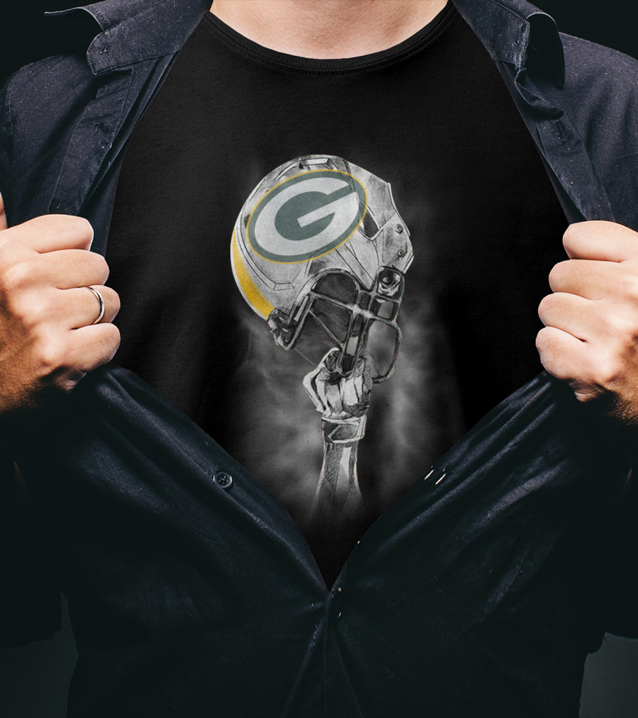 Green Bay Packers Football Helmet Artwork T-Shirt
