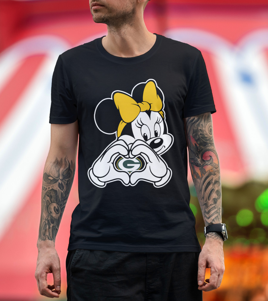 Minnie Mouse Heart Hands Green Bay Packers T-Shirt