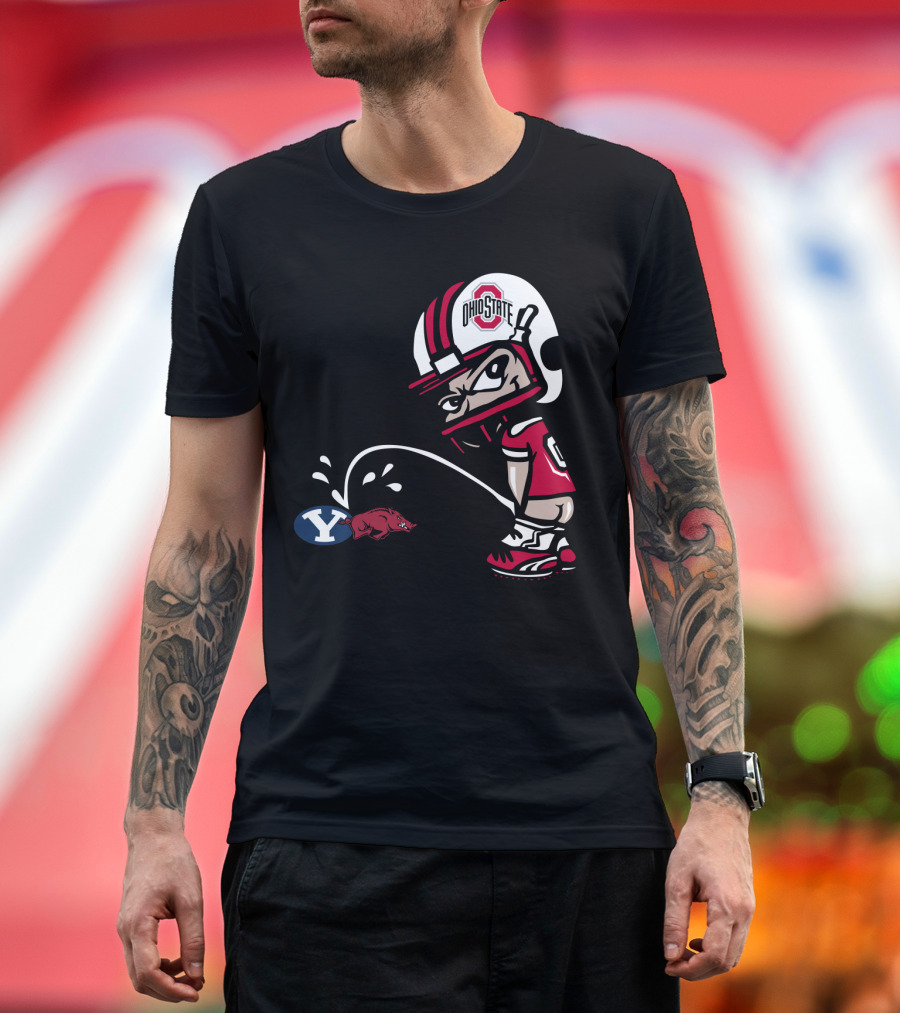 Ohio State Buckeyes College Football Rivalry Cartoon Helmet T-Shirt