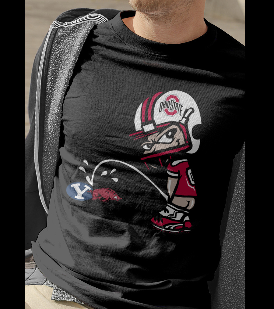 Ohio State Buckeyes College Football Rivalry Cartoon Helmet T-Shirt
