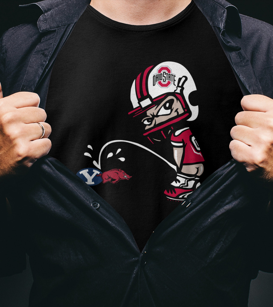 Ohio State Buckeyes College Football Rivalry Cartoon Helmet T-Shirt