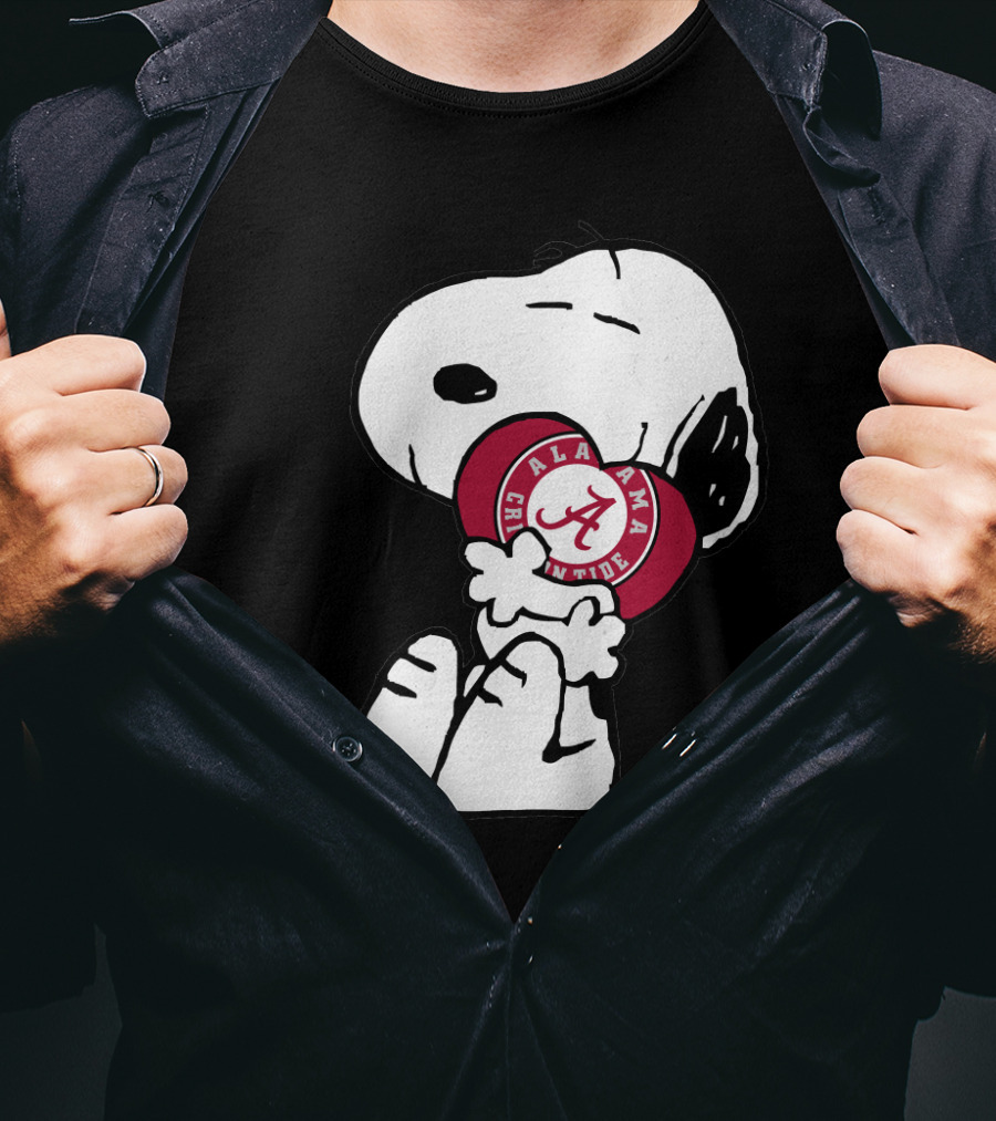 Alabama Crimson Tide Snoopy Hugging Heart T-Shirt