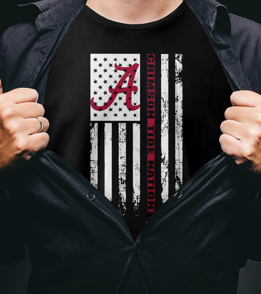 Alabama Crimson Tide Flag Crimson Tide Nation T-Shirt
